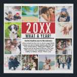 12 Photo Collage Family Modern Year In Review Faux Canvas Print<br><div class="desc">Your past year highlights are headline news. Personalize with your 12 favourite photos,  news story and names to create a memorable keepsake. Designed by Thisisnotme©</div>