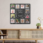12 Photo Collage Family Quote Pallet Wood Black Square Wall Clock<br><div class="desc">Create your own photo collage wall clock with 12 of your favorite pictures. The photo frame clock helps you treasure your special moments and also makes a thoughtful gift for parents, grandparents and friends. The personalized family clock makes it a perfect gift for all occasions. Personalize with family name and...</div>