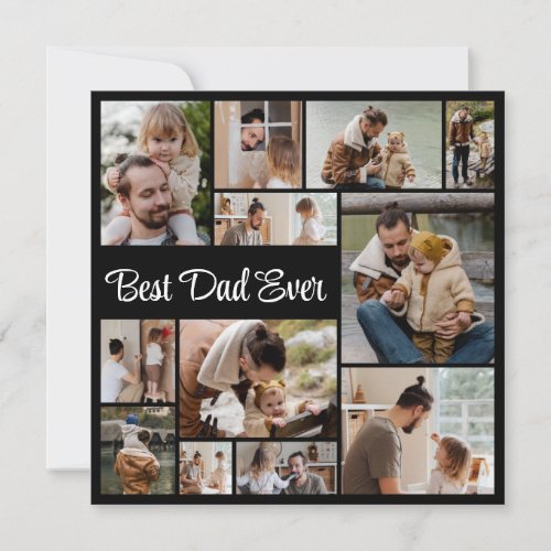 12 Photo Collage Fathers Day Best Dad Ever Card