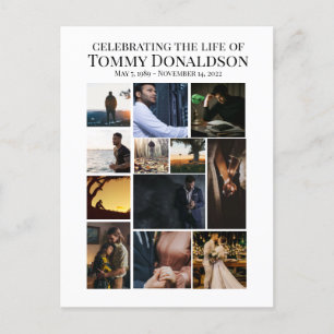 12 Photo Collage Funeral Postcard