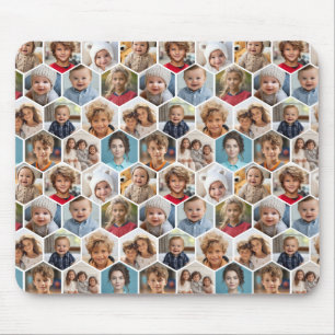 12 Photo Collage - funky hexagon honeycomb pattern Mouse Pad