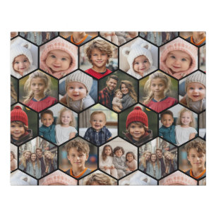 12 Photo Collage - funky hexagon pattern Faux Canvas Print