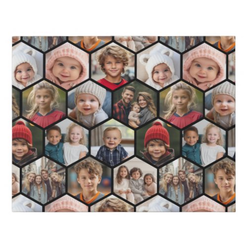 12 Photo Collage _ funky hexagon pattern Faux Canvas Print
