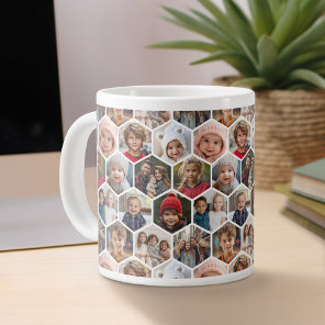 12 Photo Collage - funky hexagon pattern Giant Coffee Mug