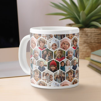12 Photo Collage - Funky Hexagon Pattern Giant Coffee Mug by MarshEnterprises at Zazzle