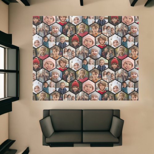 12 Photo Collage _ funky hexagon pattern Rug