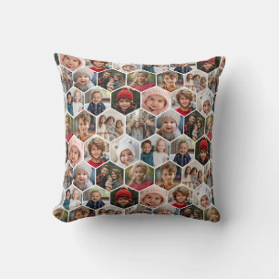 12 Photo Collage - funky hexagon pattern Throw Pillow