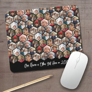 12 Photo Collage - funky hexagon - Random Pattern Mouse Pad