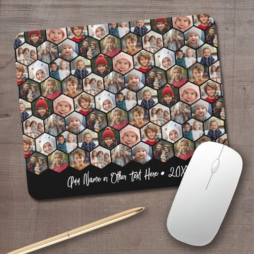 12 Photo Collage _ funky hexagon _ Random Pattern Mouse Pad