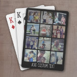 12 Photo Collage - grid with area for text - black Poker Cards<br><div class="desc">A fun way to capture memories and share them with friends. Add 12 photos and your favorite caption to make a cool gift for friends.</div>