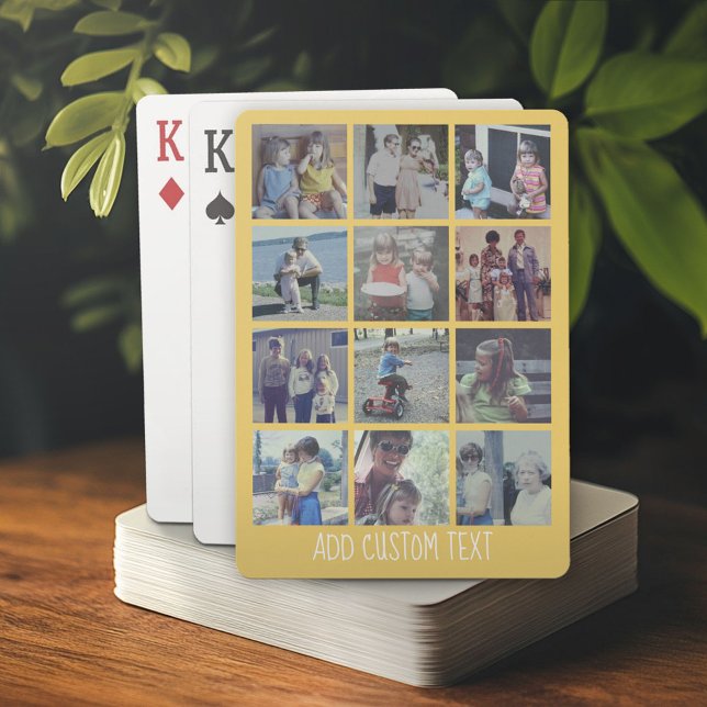 12 Photo Collage - grid with area for text Poker Cards (Custom Poker Playing Cards)