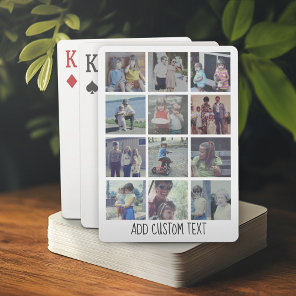 12 Photo Collage - grid with area for text - white Poker Cards
