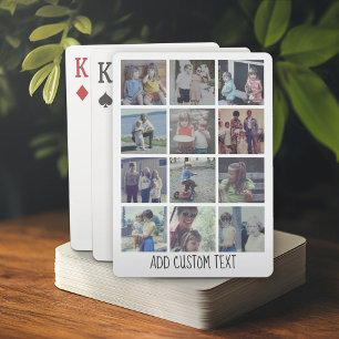 12 Photo Collage - grid with area for text - white Poker Cards