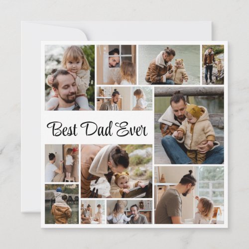 12 Photo Collage Happy Fathers Day Best Dad Ever Holiday Card