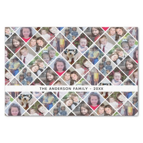 12 Photo Collage in a Diamond Pattern Custom Text Tissue Paper