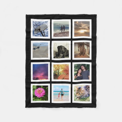 12 Photo Collage Instagram Square Frame Keepsake Fleece Blanket