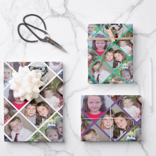 12 Photo Collage _ Instant Montage Picture diamond Wrapping Paper Sheets