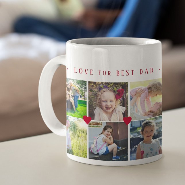 12 photo collage LOVE for BEST DAD red script Coffee Mug (Creator Uploaded)