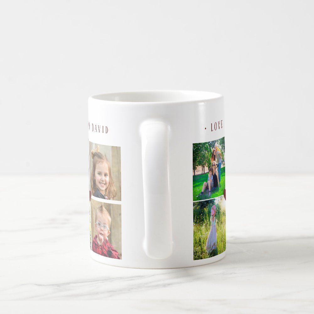 Custom Photo Collage Love For Best Grandpa Burgundy Coffee Mug