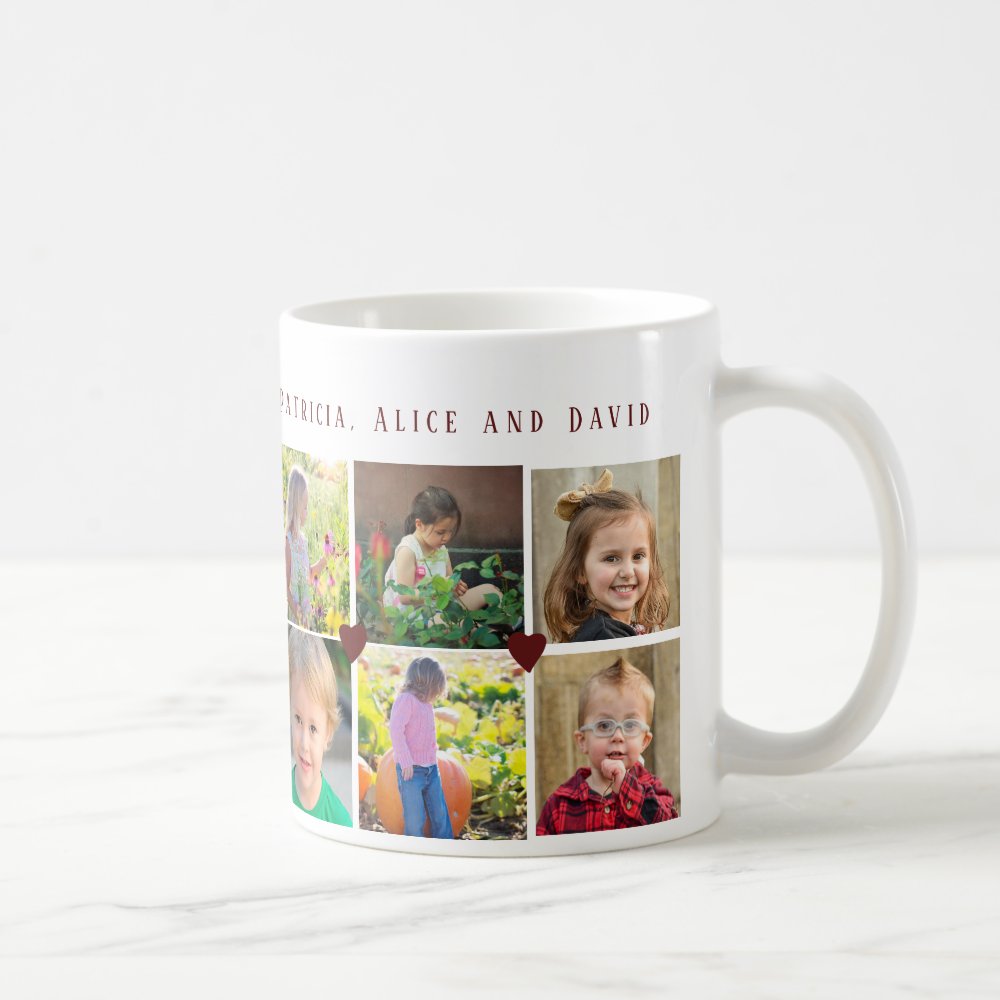 Custom Photo Collage Love For Best Grandpa Burgundy Coffee Mug