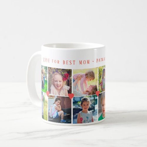 12 photo collage LOVE for BEST MOM red hearts Coffee Mug