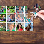 12 photo collage LOVE for BEST MOM red script Jigsaw Puzzle<br><div class="desc">Replace the 12 square photos with your favorite family shoots and make this puzzle a cute modern keepsake gift for your mother or grandmother. It could be a cute gift for Mother's Day, for your grandparents, parents, for your mother or father birthday or a special occasion or just as a...</div>
