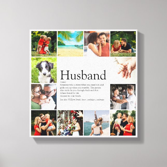 12 Photo Collage Modern Cool Husband Definition  Canvas Print (Front)