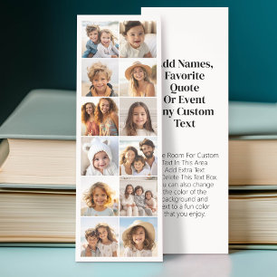 12 Photo Collage - Modern Minimal Black White Bookmarks
