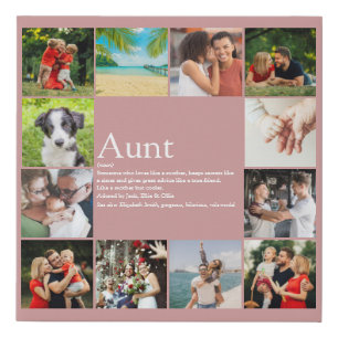 12 Photo Collage Mom Definition Quote Pink Faux Canvas Print