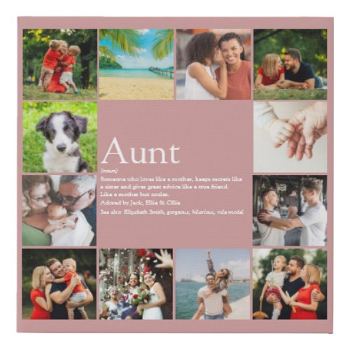 12 Photo Collage Mom Definition Quote Pink Faux Canvas Print