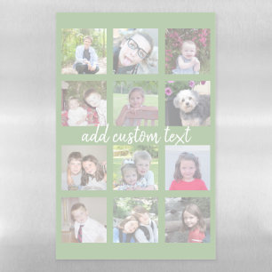 12 Photo Collage Muted Background Can Edit Color Magnetic Dry Erase Sheet
