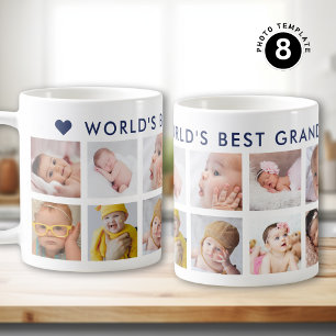 12 Photo Collage Navy Blue World's Best Grandpa Coffee Mug