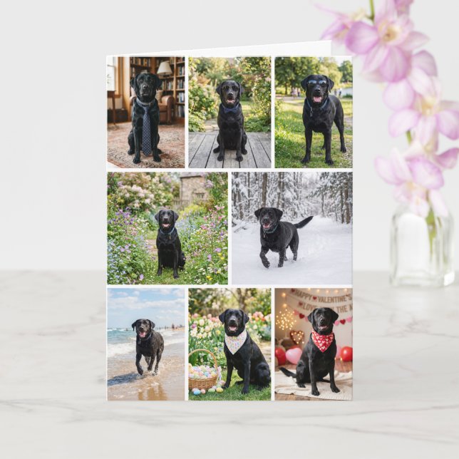 12 Photo Collage Personalized Custom Card (Orchid)