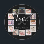 12 Photo Collage Personalized Round Clock<br><div class="desc">12 Photo Collage Personalized Template wall clock .. simply add your own photographs and text to this great wall clock .. easy to personalize .. customizable photo template clock from Ricaso - perfect gift-ideas</div>