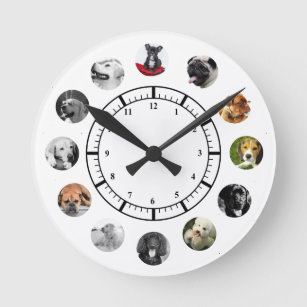 12 PHOTO Collage Pet Memorial Celebration of Life Round Clock