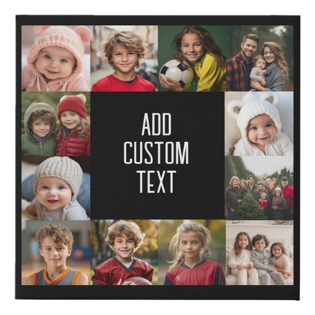 12 Photo Collage - Photos Only Square Cropped Faux Canvas Print (Front)