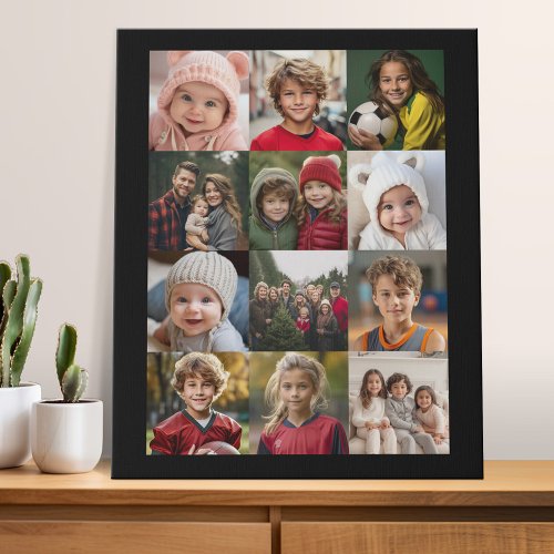 12 Photo Collage _ Photos Only Square Cropped Faux Canvas Print