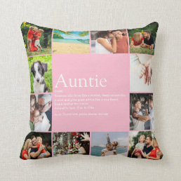 12 Photo Collage Pink Aunt Auntie Definition  Throw Pillow