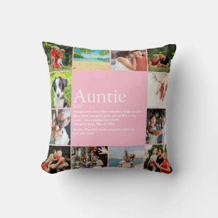 12 Photo Collage Pink Aunt Auntie Definition Throw Pillow