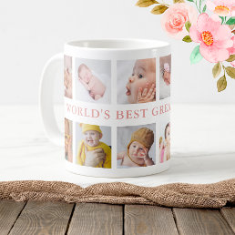 12 Photo Collage Pink World&#39;s Best Great Grandma Coffee Mug