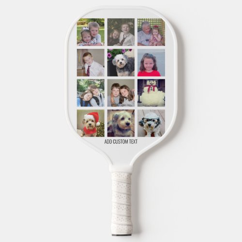 12 Photo Collage _ Rectangle Grid White and Black  Pickleball Paddle