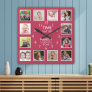 12 Photo Collage Time With Family Quote Majenta Square Wall Clock