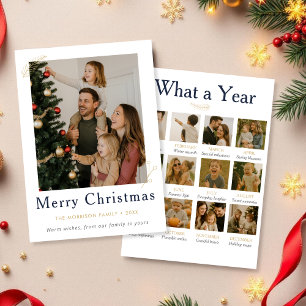 12 Photo Collage What a Year Family Christmas Holiday Card