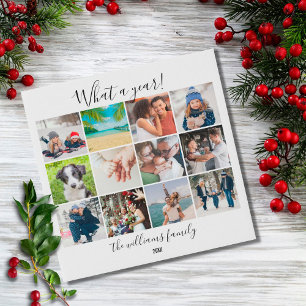 12 Photo Collage What A Year Faux Canvas Print