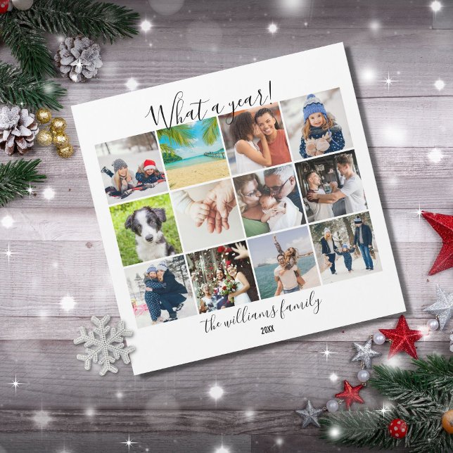12 Photo Collage What A Year Holiday Card (Creator Uploaded)