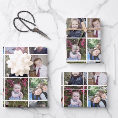 12 Photo Collage _ white background grid Wrapping Paper Sheets