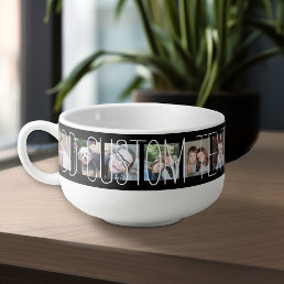 12 Photo Collage with Black Background Soup Mug