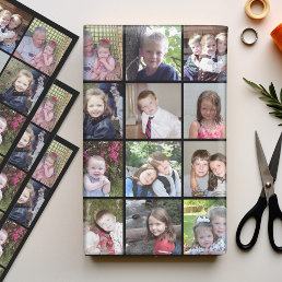12 Photo Collage with black background Wrapping Paper Sheets