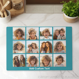 12 Photo Collage with Blue Background Placemat