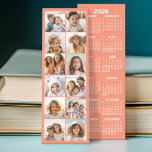 12 Photo Collage with Calendar - Coral White Bookmarks<br><div class="desc">2026 Calendar on Back - A custom photo bookmark is a personalized keepsake that combines functionality with sentimental value. Crafted from high quality cardstock, it features cherished photographs—perhaps of loved ones, pet, or memorable moments—printed onto its surface. These bookmarks serve as both a practical tool for marking your place in...</div>